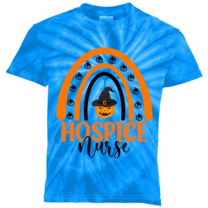 Hospice Nurse Spooky Halloween Pumpkin Rainbow Nursing Gift Kids Tie-Dye T-Shirt