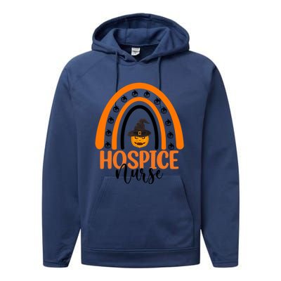 Hospice Nurse Spooky Halloween Pumpkin Rainbow Nursing Gift Performance Fleece Hoodie