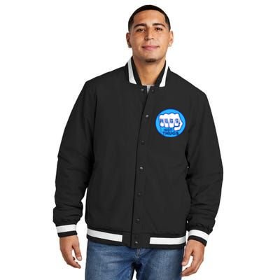 HUGS NOT THUGS Insulated Varsity Jacket