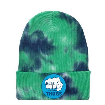 Hugs Not Thugs Tie Dye 12in Knit Beanie