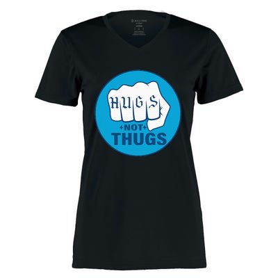 Hugs Not Thugs Women's Momentum V-Neck T-Shirt