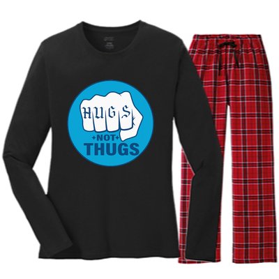 Hugs Not Thugs Women's Long Sleeve Flannel Pajama Set 