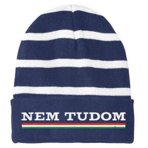 Hungarian Nem Tudom Funny Hungary Traditional Saying Striped Beanie with Solid Band