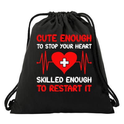 hilarious nurse text Drawstring Bag