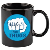HUGS NOT THUGS 11oz C Handle Ceramic Mug