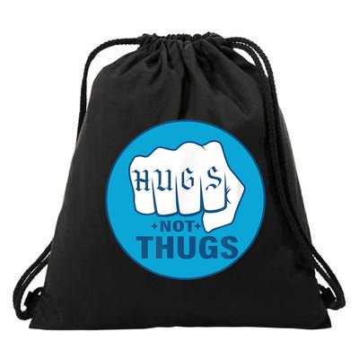 HUGS NOT THUGS Drawstring Bag