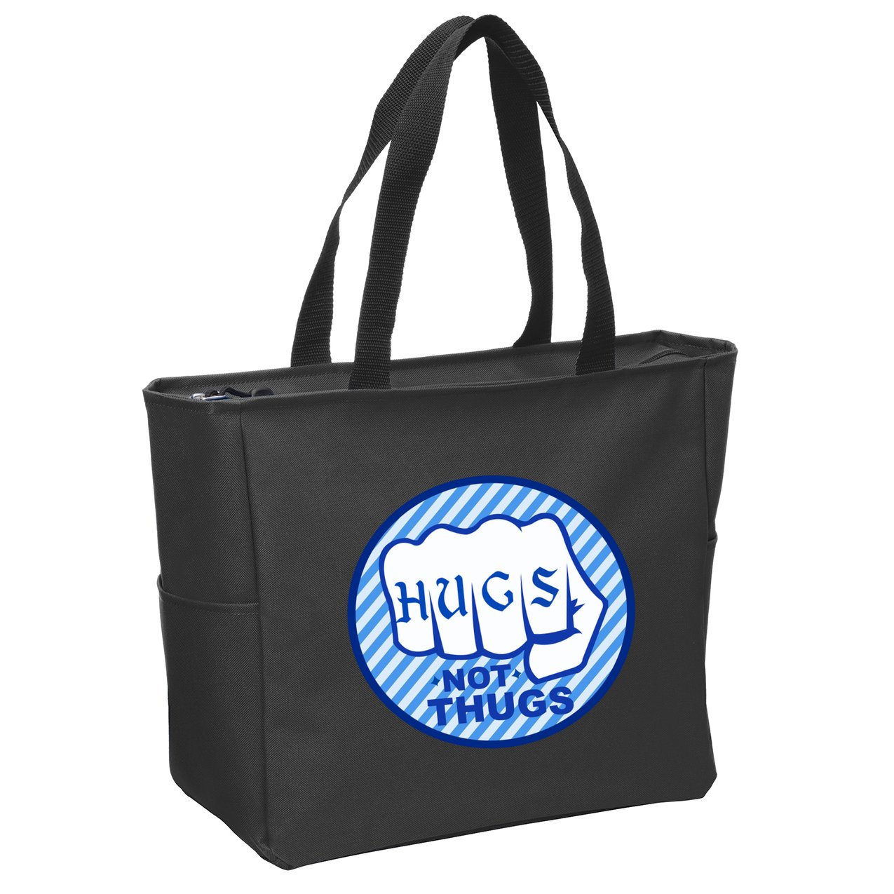 HUGS NOT THUGS Zip Tote Bag