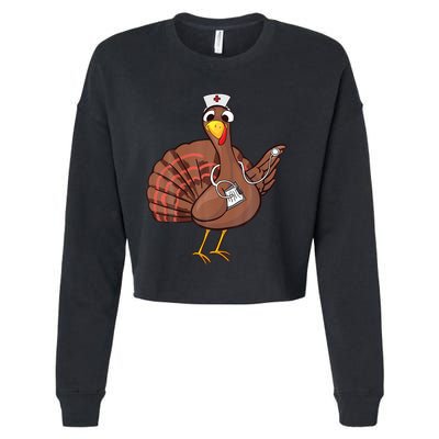Hanksgiving Nurse Urkey Cool Funny Feast Day Gift Cropped Pullover Crew