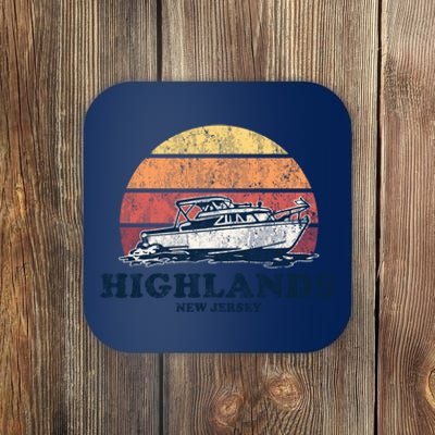 Highlands Nj Vintage Boating 70s Retro Boat Design Meaningful Gift Coaster