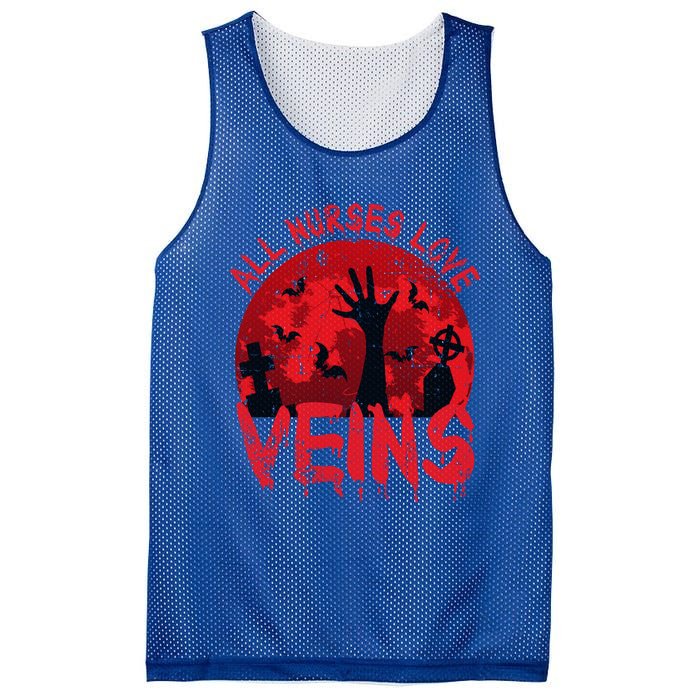 Halloween Nurse Vampire Zombie All Nurses Love Veins Cute Gift Mesh Reversible Basketball Jersey Tank