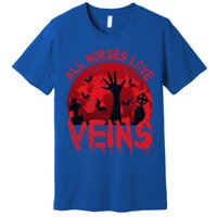 Halloween Nurse Vampire Zombie All Nurses Love Veins Cute Gift Premium T-Shirt