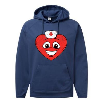 Heart Nurse Valentines Day Cute Rn Lpn Nursing Students Performance Fleece Hoodie