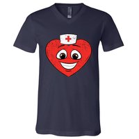 Heart Nurse Valentines Day Cute Rn Lpn Nursing Students V-Neck T-Shirt