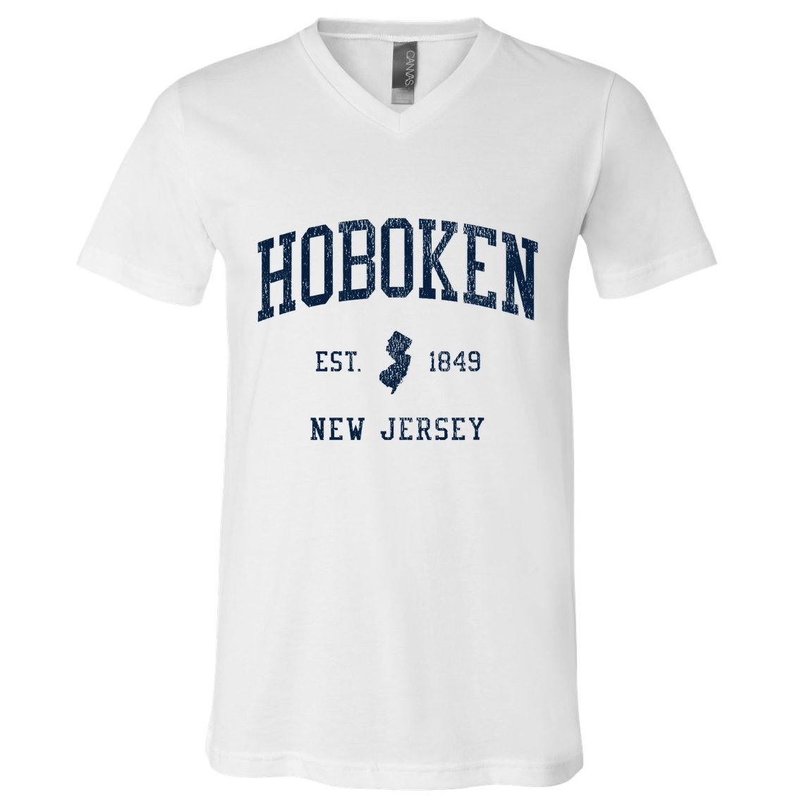 Hoboken Nj Vintage Athletic Sports V-Neck T-Shirt