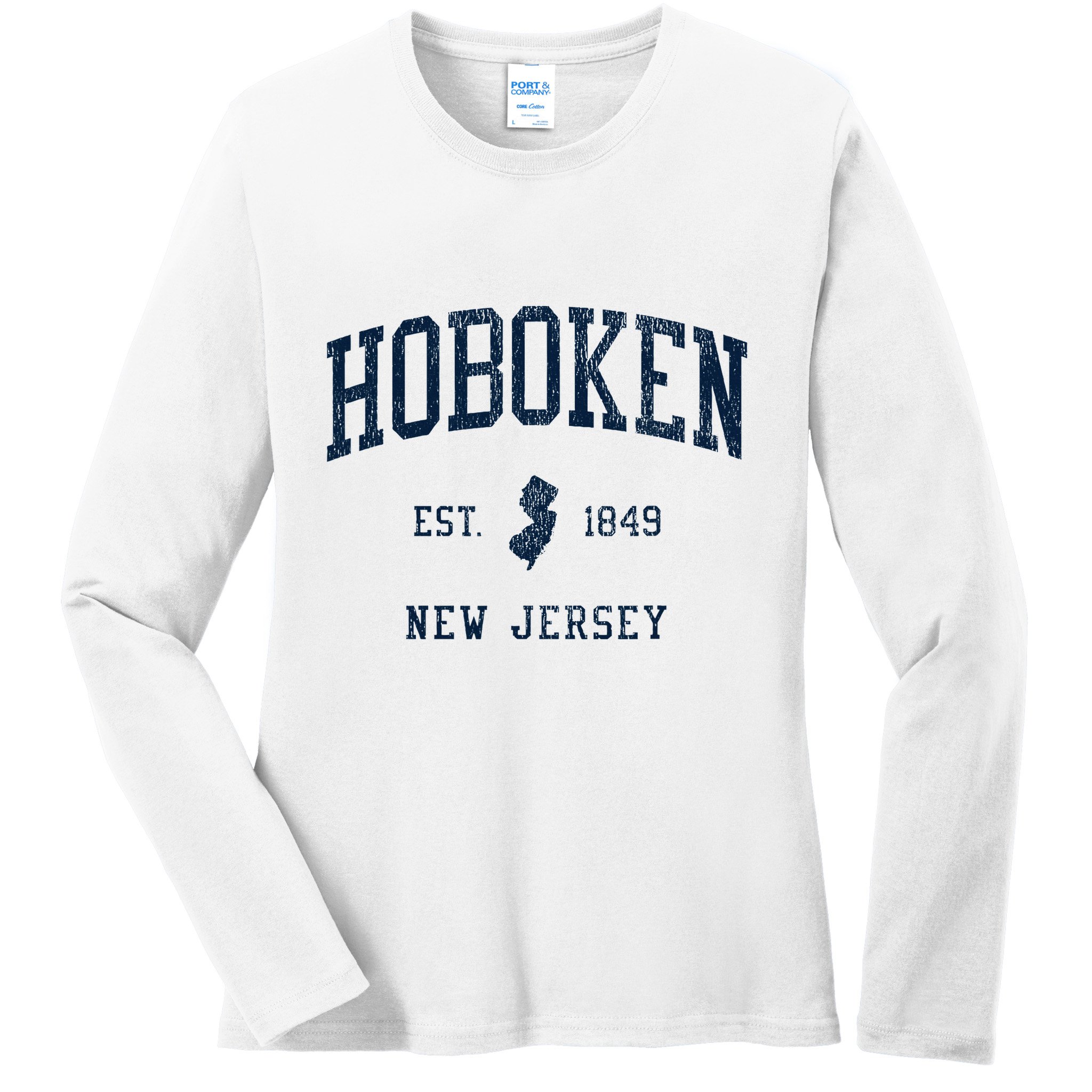 Hoboken Nj Vintage Athletic Sports Ladies Long Sleeve Shirt