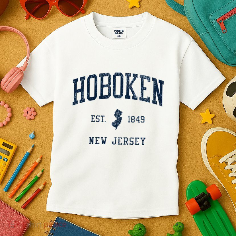 Hoboken Nj Vintage Athletic Sports Kids T-Shirt