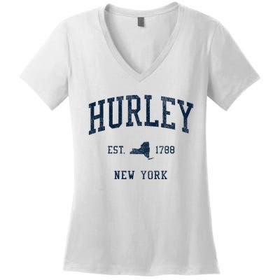 Hurley Ny Vintage Athletic Sports Jsn1 Women's V-Neck T-Shirt