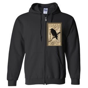 Harm None Wiccan And Pagan Full Zip Hoodie