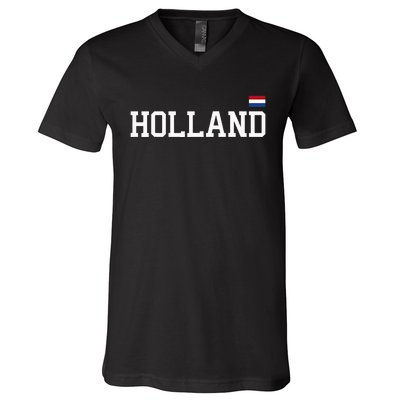 Holland Netherlands Women Dutch Flag Orange V-Neck T-Shirt