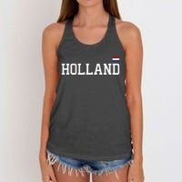 Holland Netherlands Women Dutch Flag Orange Women's Knotted Racerback Tank