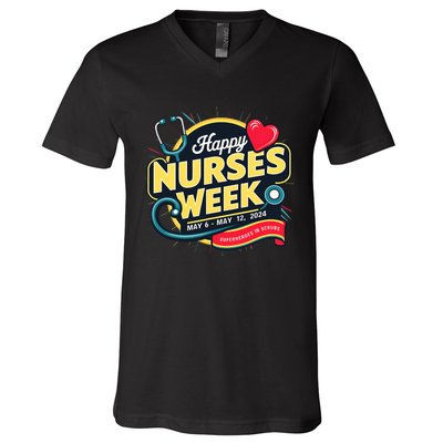 Happy Nurses Week And Day 2024 Superheroes In Scrubs B V-Neck T-Shirt