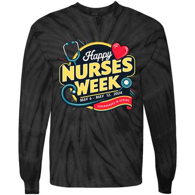 Happy Nurses Week And Day 2024 Superheroes In Scrubs B Tie-Dye Long Sleeve Shirt