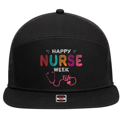 Happy Nurse Week 7 Panel Mesh Trucker Snapback Hat