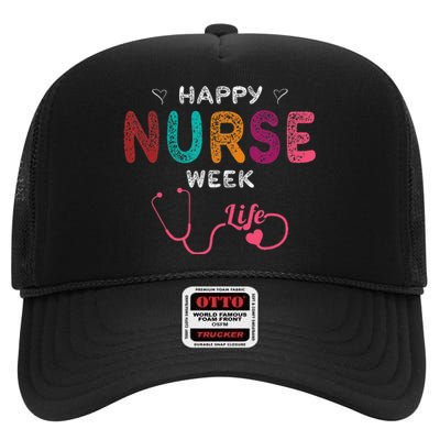 Happy Nurse Week High Crown Mesh Back Trucker Hat