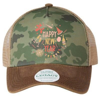 Happy New Year NYE Party 2024 Funny New Years Eve Confetti  Legacy Tie Dye Trucker Hat