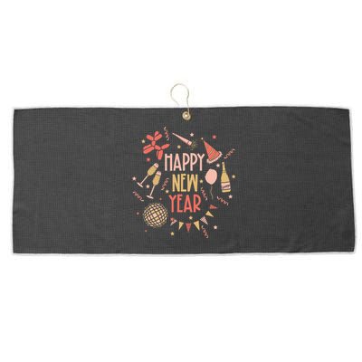 Happy New Year NYE Party 2024 Funny New Years Eve Confetti  Large Microfiber Waffle Golf Towel