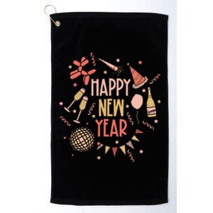 Happy New Year NYE Party 2024 Funny New Years Eve Confetti  Platinum Collection Golf Towel