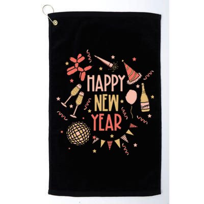 Happy New Year NYE Party 2024 Funny New Years Eve Confetti  Platinum Collection Golf Towel