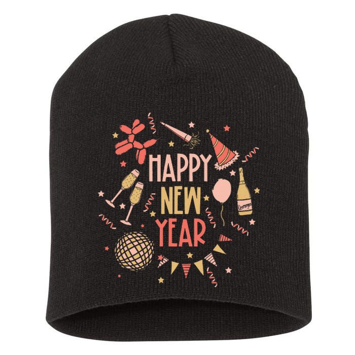 Happy New Year NYE Party 2024 Funny New Years Eve Confetti  Short Acrylic Beanie