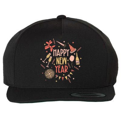 Happy New Year NYE Party 2024 Funny New Years Eve Confetti  Wool Snapback Cap