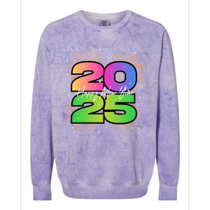 Happy New Year 2025 New Years Party Firework 2025 Loading Cool Gift Colorblast Crewneck Sweatshirt