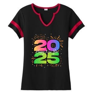 Happy New Year 2025 New Years Party Firework 2025 Loading Cool Gift Ladies Halftime Notch Neck Tee