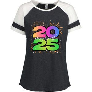 Happy New Year 2025 New Years Party Firework 2025 Loading Cool Gift Enza Ladies Jersey Colorblock Tee