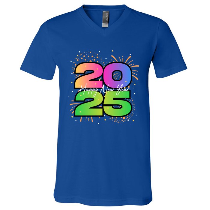 Happy New Year 2025 New Years Party Firework 2025 Loading Cool Gift V-Neck T-Shirt