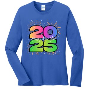 Happy New Year 2025 New Years Party Firework 2025 Loading Cool Gift Ladies Long Sleeve Shirt