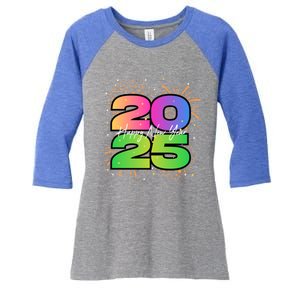 Happy New Year 2025 New Years Party Firework 2025 Loading Cool Gift Women's Tri-Blend 3/4-Sleeve Raglan Shirt