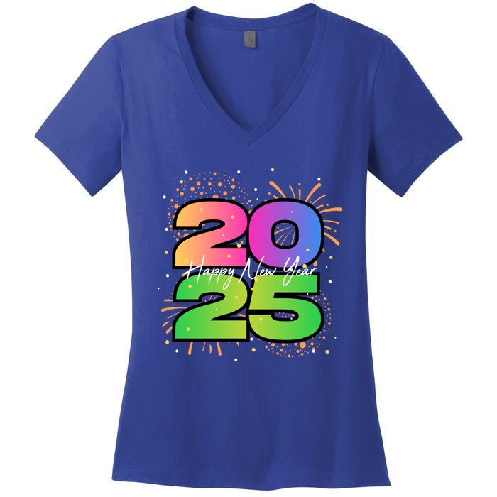 Happy New Year 2025 New Years Party Firework 2025 Loading Cool Gift Women's V-Neck T-Shirt