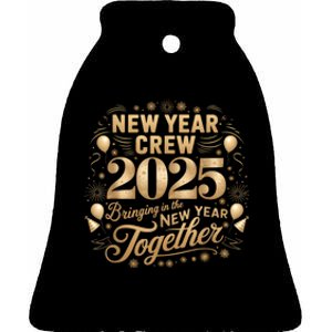 Happy New Year Party 2025 New Year Crew Matching Ceramic Bell Ornament