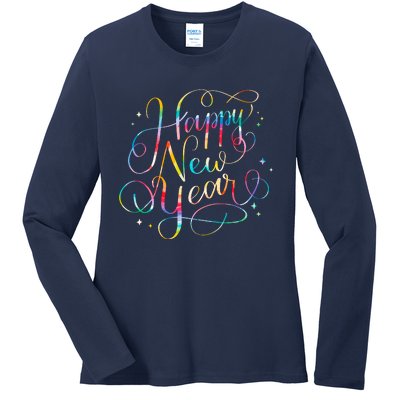 Happy New Years Eve Party Favors 2024 Family Matching Ladies Long Sleeve Shirt