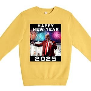 Happy New Year 2025 Boy Girl Funny Trump Premium Crewneck Sweatshirt