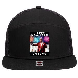 Happy New Year 2025 Boy Girl Funny Trump 7 Panel Mesh Trucker Snapback Hat