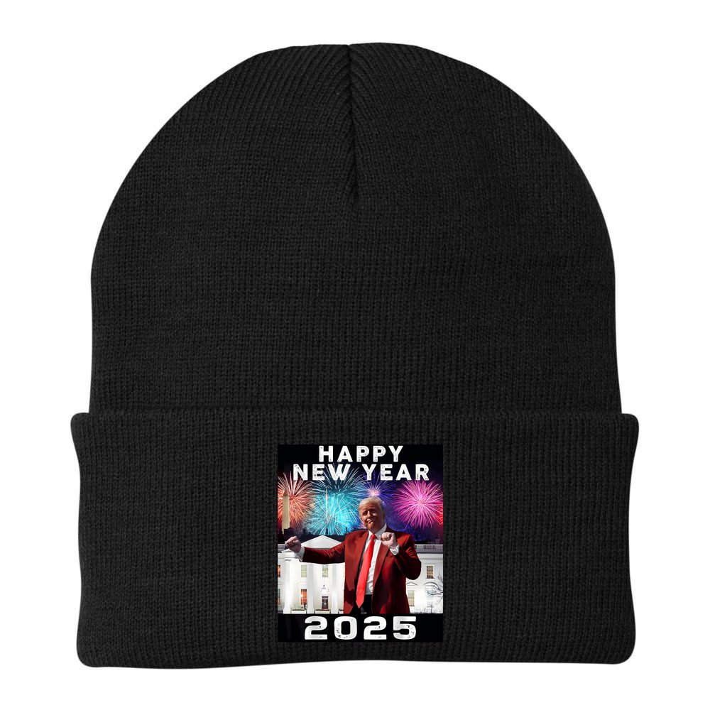 Happy New Year 2025 Boy Girl Funny Trump Beanie