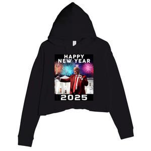 Happy New Year 2025 Boy Girl Funny Trump Crop Fleece Hoodie