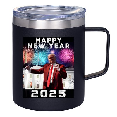 Happy New Year 2025 Boy Girl Funny Trump 12oz Stainless Steel Coffee Mug