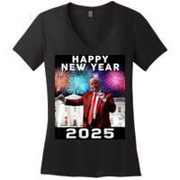 Happy New Year 2025 Boy Girl Funny Trump Women's V-Neck T-Shirt