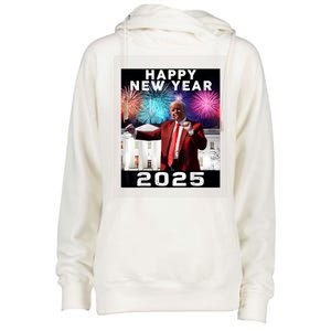 Happy New Year 2025 Boy Girl Funny Trump Womens Funnel Neck Pullover Hood